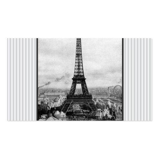 Eiffel Tower In Paris Striped Vintage Business Card (back side)
