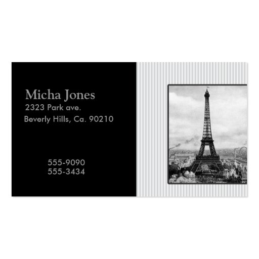 Eiffel Tower In Paris Striped Vintage Business Card (front side)