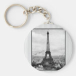 Eiffel Tower In Paris Striped Vintage Keychains