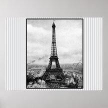 Eiffel Tower In Paris Striped Vintage Posters
