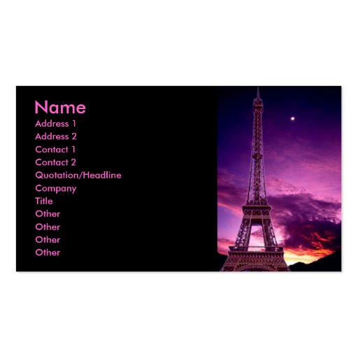 Eiffel Tower In Sunshine Profile Card Business Card (front side)