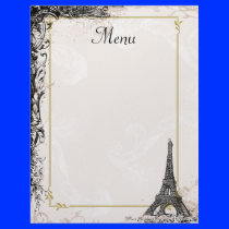 Eiffel Tower Menu Vintage French Style Letterhead Template