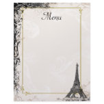 Eiffel Tower Menu Vintage French Style Letterhead Template