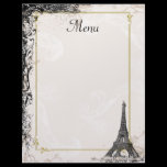 Eiffel Tower Menu Vintage French Style Letterhead Template