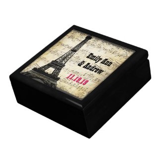 Eiffel Tower Musical Notes Keepsake Jewellery Box giftbox