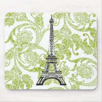 Eiffel Tower on Green Design Mousepad