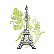 Eiffel Tower on Green Design T-Shirt by SBCSTUDIO Eiffel Tower on Green Design T-Shirt