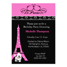 Eiffel Tower Paris  Birthday Invitations