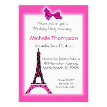 Eiffel Tower Paris  Birthday Invitations