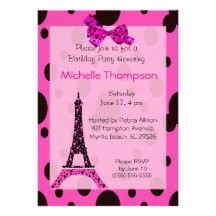 Eiffel Tower Paris  Birthday Invitations