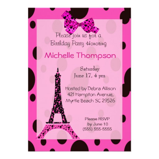 Eiffel Tower Paris  Birthday Invitations