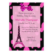 Eiffel Tower Paris  Birthday Invitations