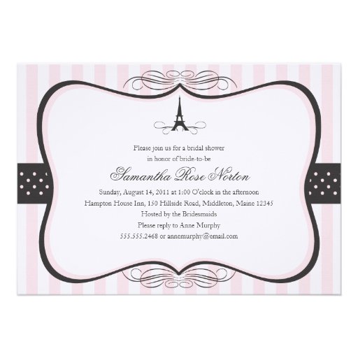 Eiffel Tower Paris Bridal Shower Announcements