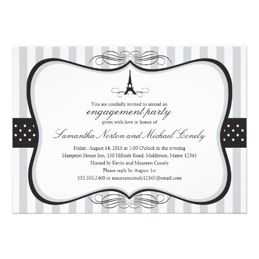Eiffel Tower Paris Bridal Shower Custom Invites