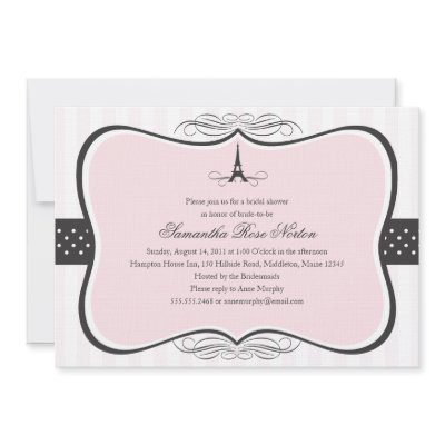 Eiffel Tower Paris Bridal Shower Personalized Invitations