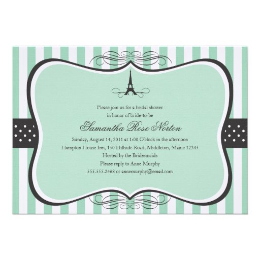 Eiffel Tower Paris Bridal Shower Personalized Invite