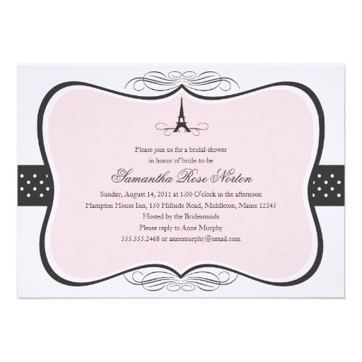 Eiffel Tower Paris Bridal Shower Personalized Invitations