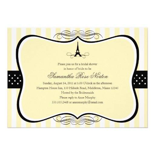 Eiffel Tower Paris Bridal Shower Invite