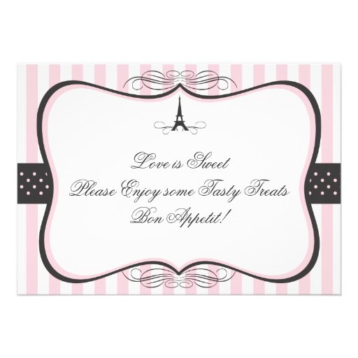 Eiffel Tower Paris Candy Sign Personalized Invites