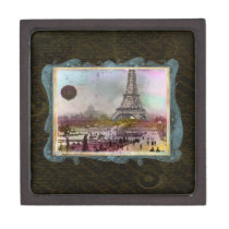 Eiffel Tower Paris Collage Art Gift Box Premium Keepsake Box
