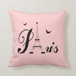 Eiffel Tower Paris Pink Black Picture Pillows