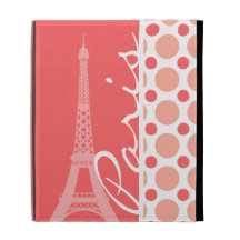 Eiffel Tower, Paris, Pink & Coral Polka Dots iPad Case