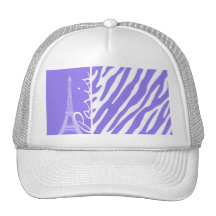 Eiffel Tower, Paris, Purple Zebra Stripes Mesh Hats