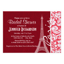 Eiffel Tower, Paris, Red Damask Announcement
