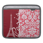Eiffel Tower, Paris, Red Damask Sleeves For iPads