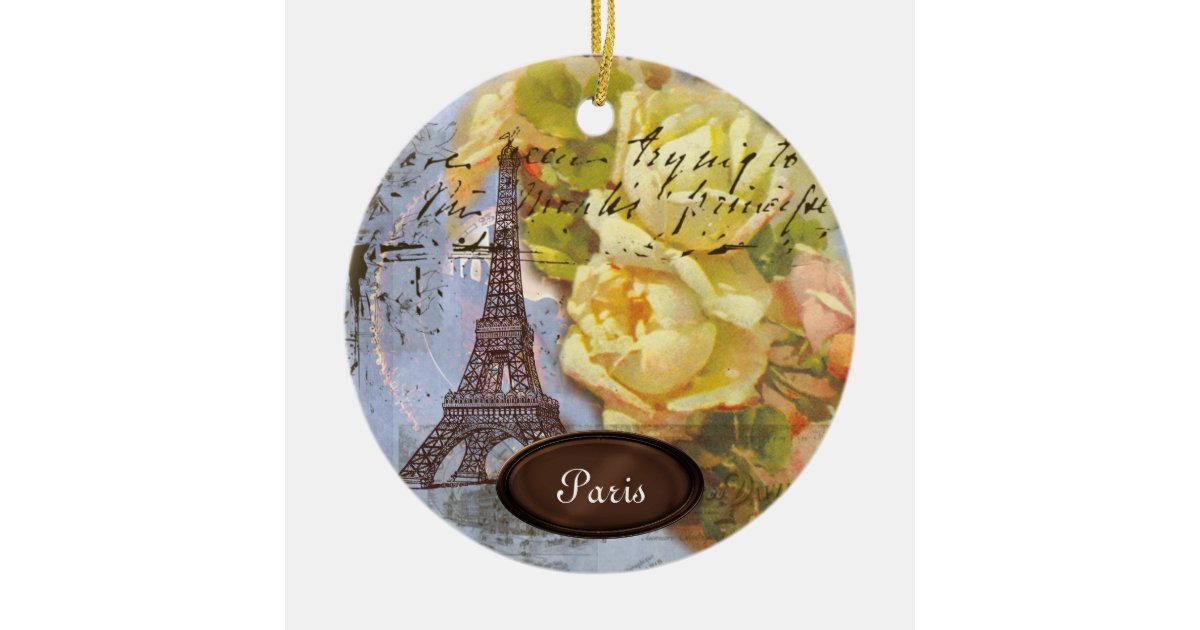 eiffel tower paris yellow roses christmas ornament zazzle eiffel tower christmas ornaments paris