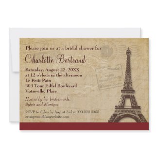 Eiffel Tower Parisian Bridal Shower Personalized Announcements