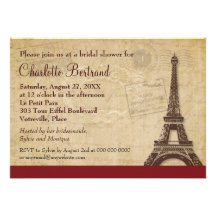 Eiffel Tower Parisian Bridal Shower Personalized Announcements