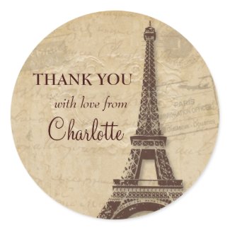 Eiffel Tower Parisian Bridal Shower Thank You Sticker