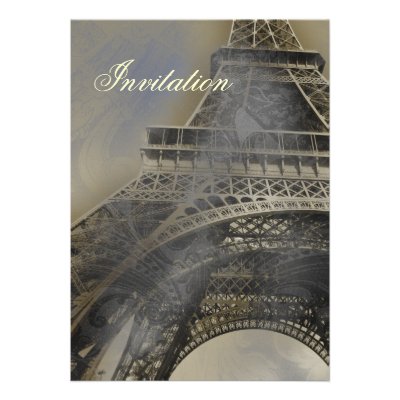 Eiffel tower Parisian french  wedding invitation