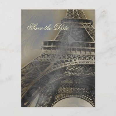 Eiffel tower Parisian french wedding Save the Date post cards