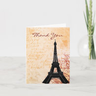 Eiffel Tower Peach Thank You Note card