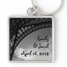 Eiffel Tower Personalized Bride & Groom Keychain keychain