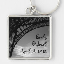 Eiffel Tower Personalized Bride & Groom Keychain