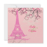 Eiffel Tower/pink/chocolate Wedding Invitations