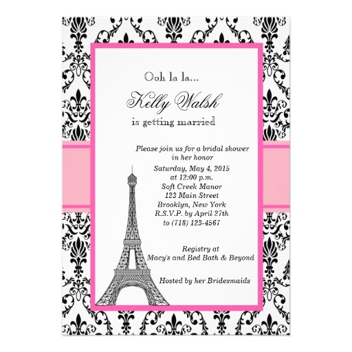 Eiffel Tower Pink Paris Bridal Shower Invitation