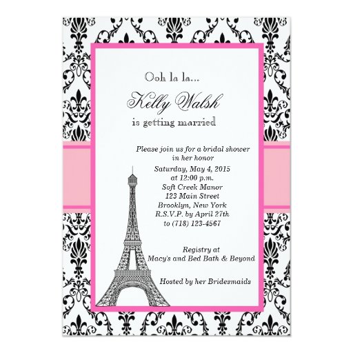 eiffel tower wedding shower invitations eiffel tower pink bridal shower invitation 5 quot x 7 eiffel tower wedding shower invitations eiffel tower pink bridal shower invitation 5 quot x 7