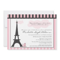 Eiffel Tower & Pink Poodle  Bridal Shower Custom Invites