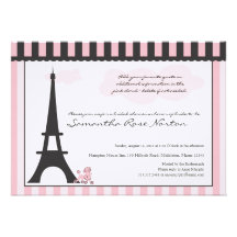 Eiffel Tower & Pink Poodle  Bridal Shower Personalized Announcement