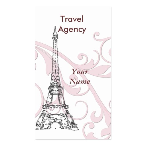 Eiffel Tower & Pink Scroll Business Card Templates (front side)