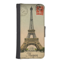 Eiffel Tower Postcard Personalized Phone Case iPhone 5 Wallet  Case at Zazzle