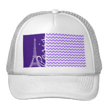 Eiffel Tower; Purple Chevron Trucker Hat