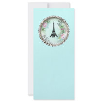 Eiffel Tower Rack Card Pink Roses and Zebra Print