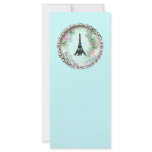 Eiffel Tower Rack Card Pink Roses and Zebra Print