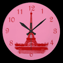 Eiffel Tower Red And Pink wall clocks