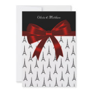 Eiffel Tower Red Bow 5x7 Wedding Invitations invitation